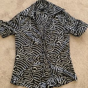 BCBG MAXAZRIA Tie-neck Geometric Blouse